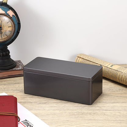Hipiwe 2 Packs Black Metal Cash Box Rectangular Money Organizer with Lid Currency Storage Box Empty Box Container for Coin Bill Dollar Stamp Jewelry