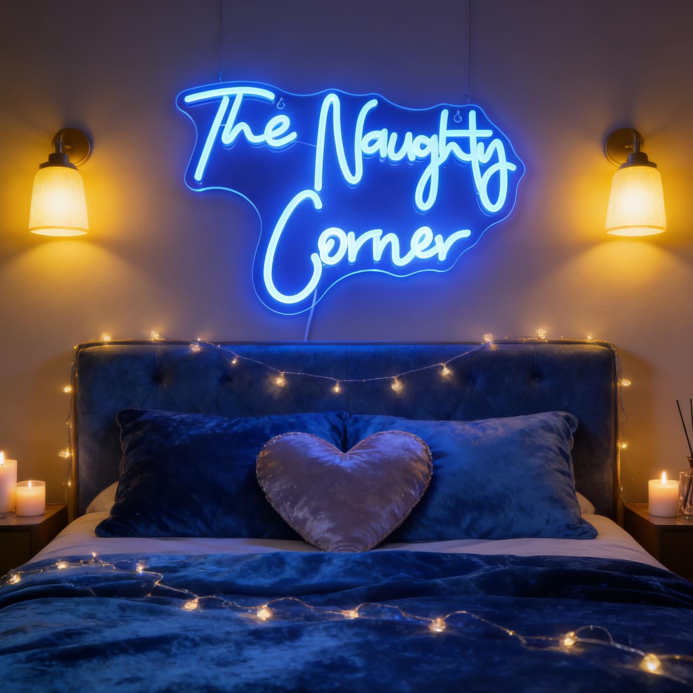 QiaoFei LED "The Naughty Corner" Neon Sign Word/Letters USB Powered Neon Lights for Girls Room Home Bar Art Wall Decor Party Window Living Room Decor Birthday Christmas' Gift(Blue)