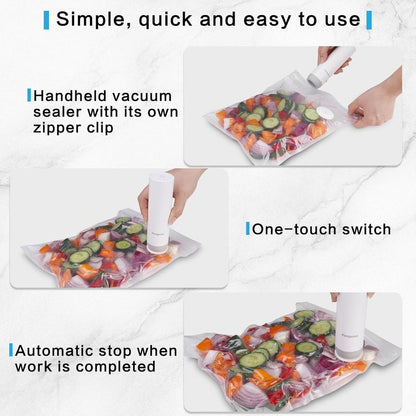 Handheld Vacuum Sealer for Food - Powerful Portable Meal Saver | Includes 20 Reusable Bags