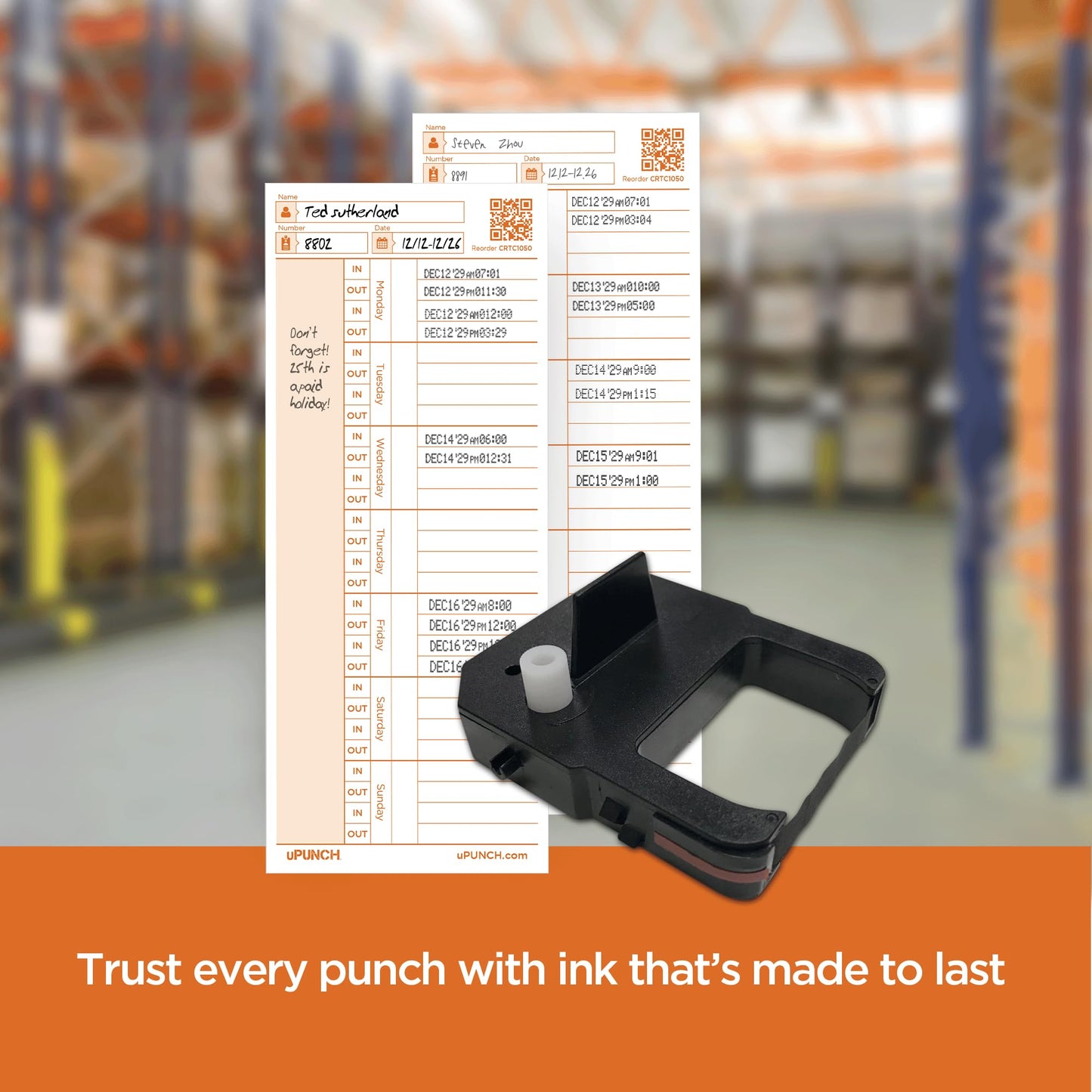 uPunch One Time Clock and Date Stamp Ribbon Cartridge CR1000