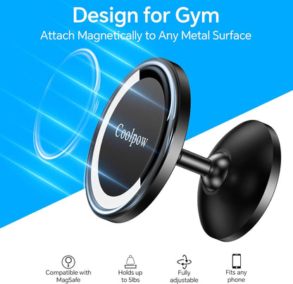 Gym Magnetic Phone Holder Mount for MagSafe【All Metal】Dual Magnetic Phone Holder for Gym Accessories Attach to Metal Surface, Gym Phone Holder Magnet for iPhone 16 15 14 13 Pro Max Gift for Men Women