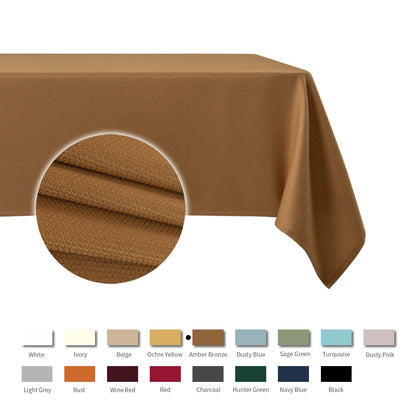 maxmill Textured Rectangular Tablecloth Water Resistance Antiwrinkle Spillproof Soft Jacquard Table Cloth for Fall Harvest Thanksgiving Parties and Holiday Dinners, 60 x 104 Inch, Amber Bronze