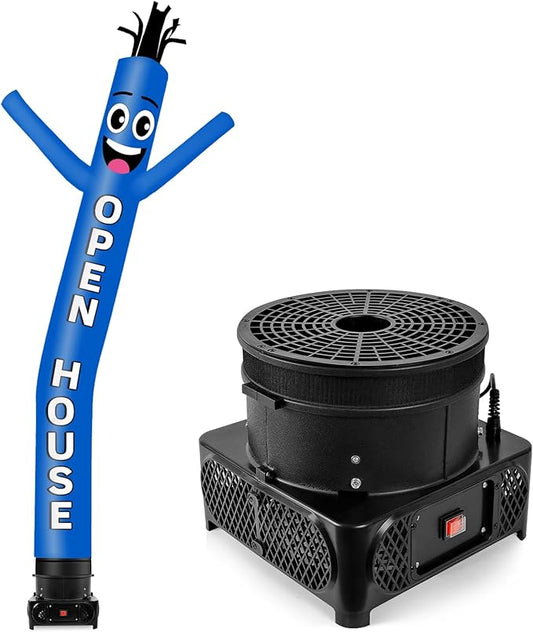 10FT Tall Inflatable Tube Man Open House Wacky Wavy Dancing Guy with 3/4 HP Weather-Resistant Blower (12''Diameter) for Outdoor Decoration Advertising Business Promotion - Blue