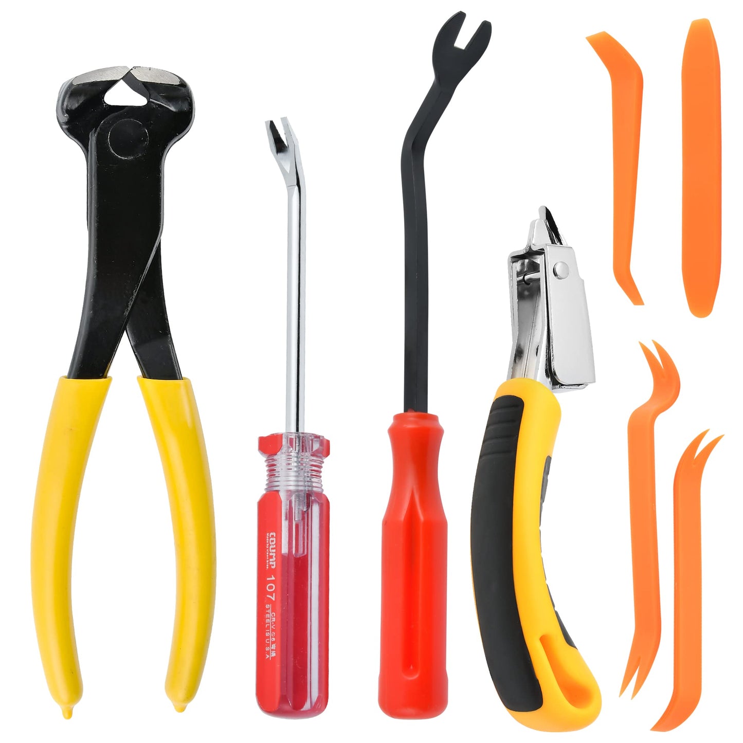 Aemygo 8 Pcs Upholstery and Construction Staple Remover, Tack and Nail Puller for Easily Removing All Kinds Staples, Carpet Remover for Furniture Floor Photo Frame Carton