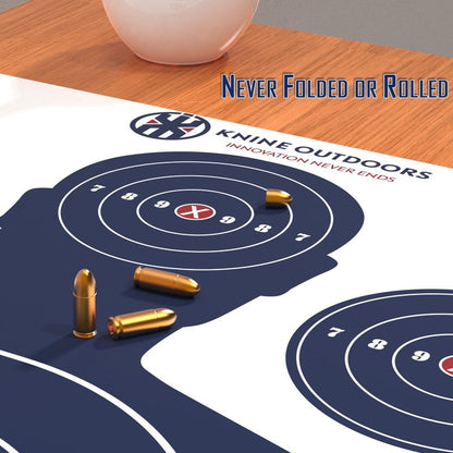 KNINE OUTDOORS Shooting Targets Paper, 12 x18 inch, Bulk for Hunting, Handguns, Pistols, Rifles, Silhouette with Red Bullseye, Blue Design (50 Pack)