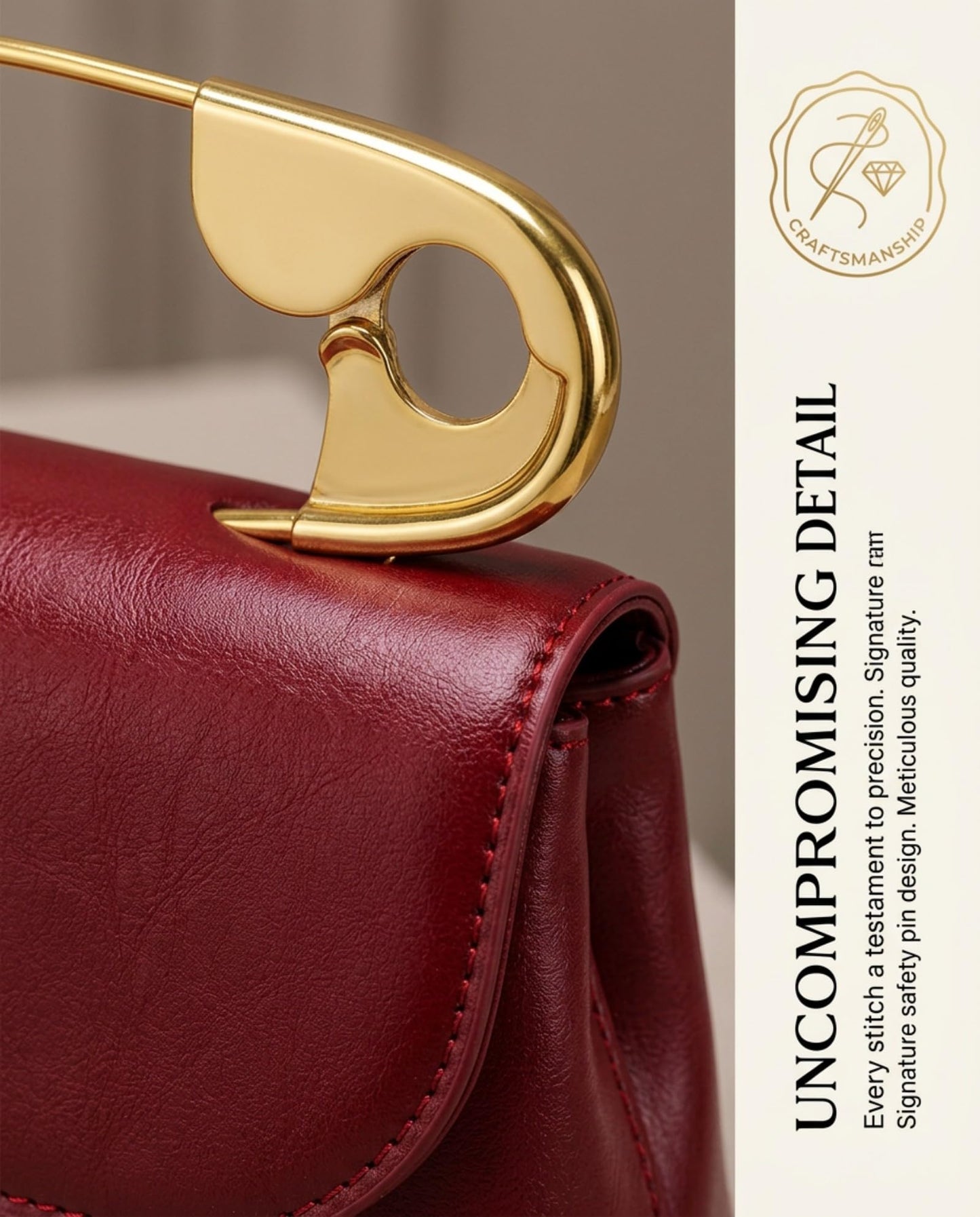 Women's Unique Novelty Clutch Purse Leather Pin Crossbody Bag with Gold Handles Chain for Evening Date Daily Shopping (Brown)