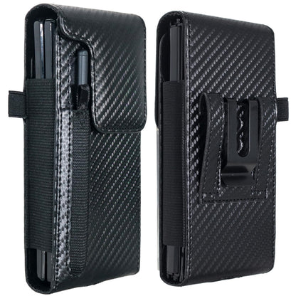CusPra Holster Pouch for Samsung Galaxy Z Fold 8/7/6/5/4/3 with S Pen Holder & Belt Clip & Card Holder, Luxury Carbon Fiber Leather Holster Case with Belt Loop&Metal Clip&Magnetic Closuer (Vertical)