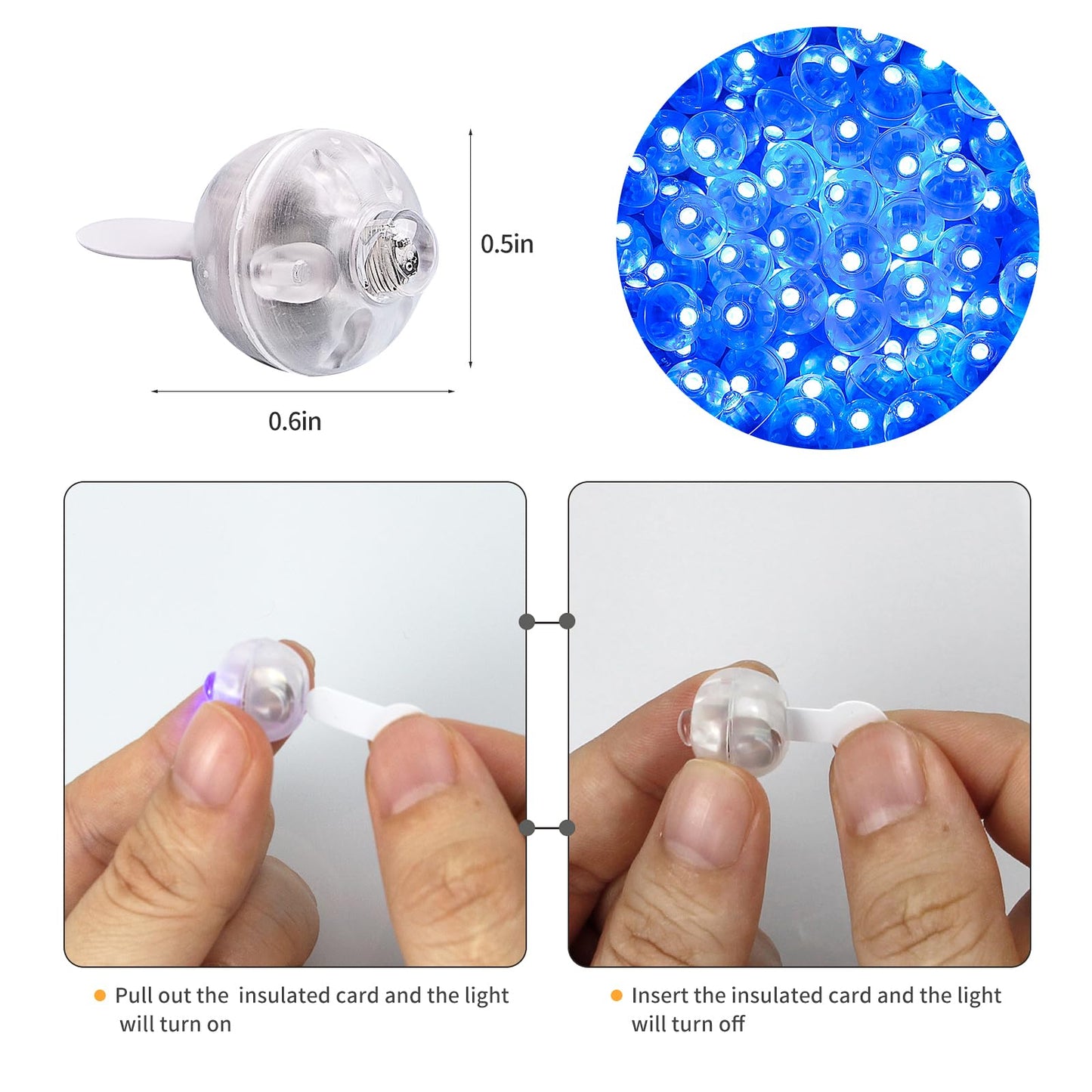 Aogist 100Pcs Blue Balloon Lights with Hook,Long Standby Time,Waterproof Mini Light for Birthday Party Wedding Christmas Halloween Easter Decorative (Steady)