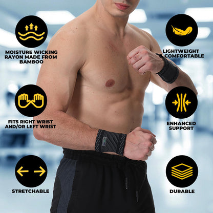 NeoTech Care Wrist Band - Light, Elastic, Men, Women, Right or Left (Black Color, Size M, 1 Unit)