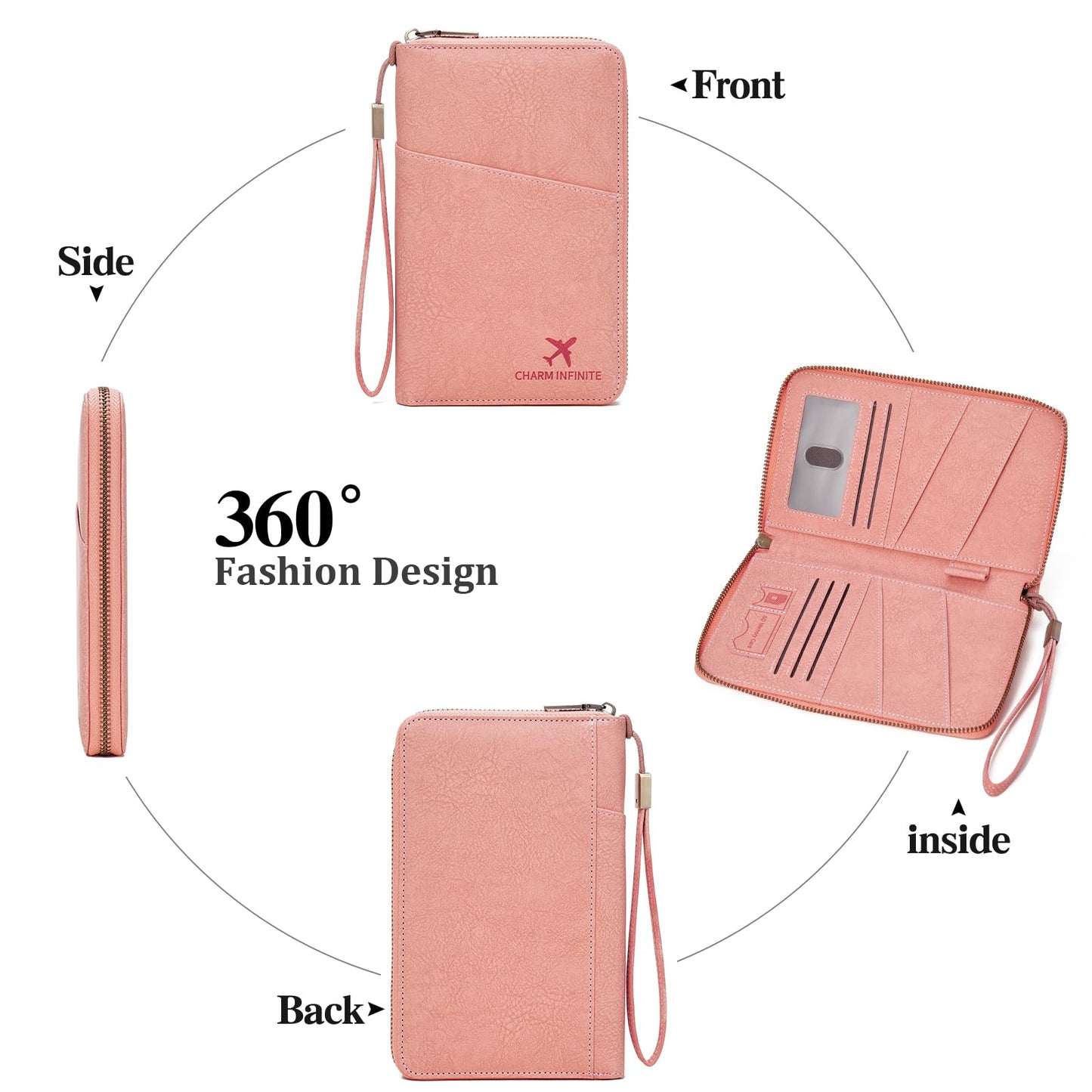 LEEXTON Family Passport Holder Wallet RFID Blocking Zippered Passport Wallet,Women and Men Travel Wallet Ladies Passport Cover