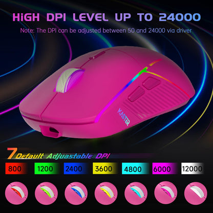 FFJ Wireless Gaming Mouse, 24000 DPI, Tri-Mode 2.4G/USB-C/Bluetooth 5.3 Gaming Mouse Wireless, RGB Programmable Mouse Gamer, 75Hrs Battery Life, Rechargeable Gaming Mice for PC, Mac, PS5, Xbox - Black