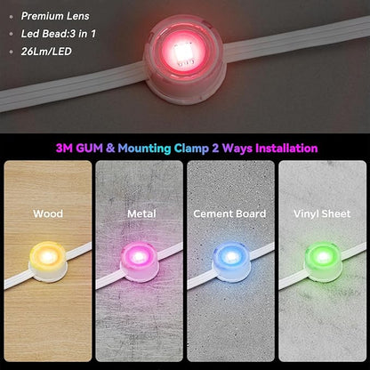 Permanent Outdoor Lights, 100FT Smart Rainbow RGB with 72 LEDs, App Control Remote with DIY Modes, IP67 Waterproof Eaves Lighting for Holiday, Garden Decor, Christmas, Party,Halloween,Roof,