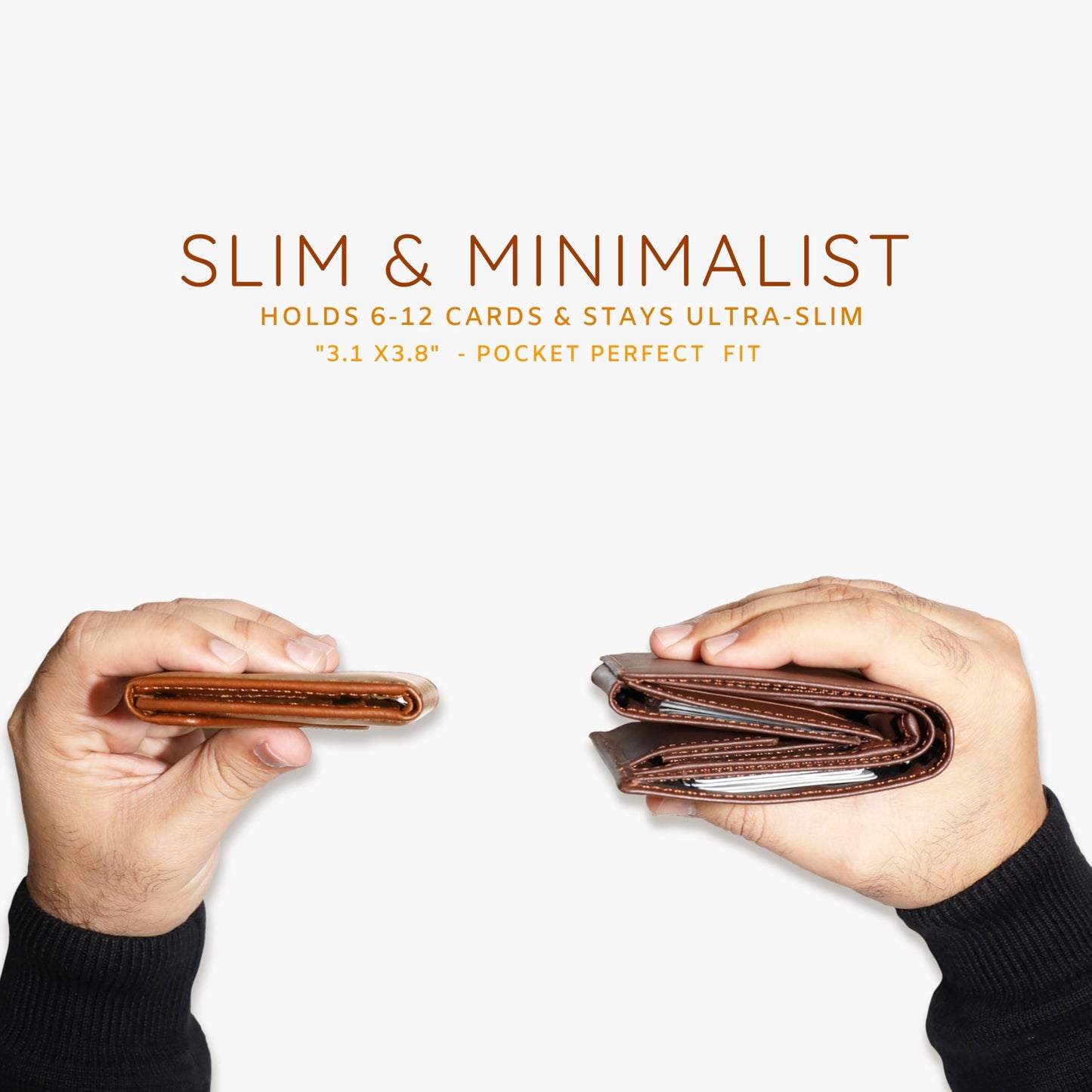 DEERHANDMADE Slim Wallets for men | handmade Modern Minimalist front Pocket wallets | 6-12 Cards Geniune leather rfid wallet for men | Gift wallets with magnatic closure (Premium, Light Brown)