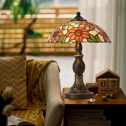 Tiffany Style Table Lamp, Stained Glass Table Light,Art Craft Antique Decor Lamp for Bedside Nightstand Bedroom Living Room Home Office ect