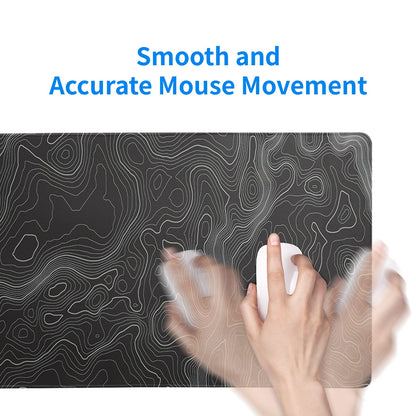 Topographic Contour Extended Big Mouse Pad Large,Gaming Mouse Pad Desk Pad,27.6x11.8 Inch Long Computer Keyboard Mouse Mat Mousepad with 3mm Non-Slip Base and Stitched Edge for Gaming and Office