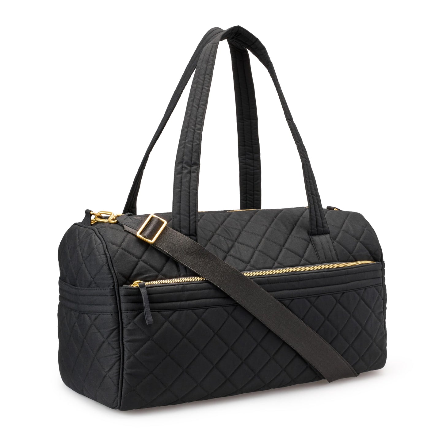 Amazon Essentials Women's Quilted Weekender Duffel Gym Bag with Trolley Sleeve, Black, One Size