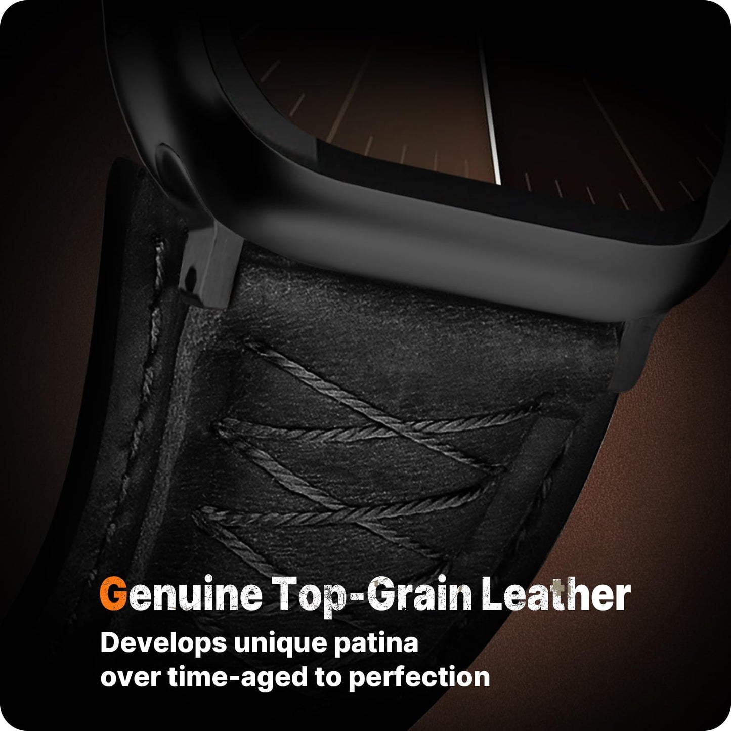 Fullmosa Leather Band Compatible with Apple Watch Ultra 3/2/1 Band 49mm 46mm 45mm 44mm 42mm Men, Top Grain Leather Replacement Strap for iWatch series 11 10 9 8 7 6 5 4 3 2 1, SE 3 2 1,Black+Black