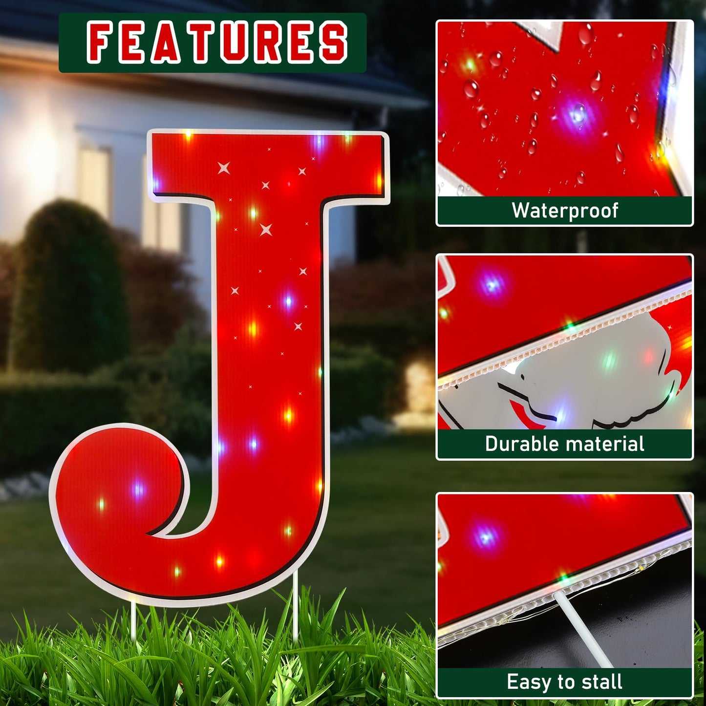 Christmas Joy Nativity Scene Yard Sign with LED String Light Decorations Large Xmas Nativity Lawn Religious Scenes Yard Signs with Stakes for Christmas Eve Night Holiday Xmas Home Outdoor Garden Decor