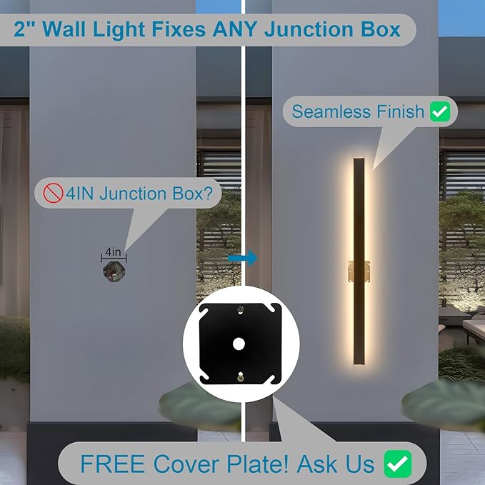 31.5inch Black Modern Outdoor Wall Light, Long Outdoor Sconce Lights, IP65 Waterproof Wall Mounted Light, 3000k Linear Modern Outside Lights for House, Garage, Front Door, Exterior 24W