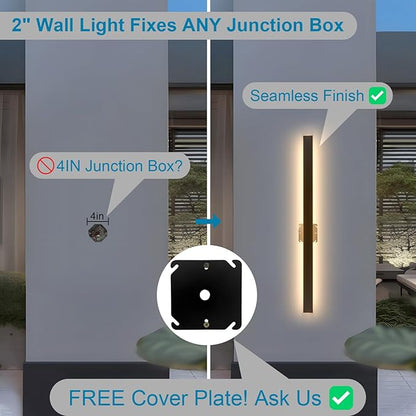 59inch Long Outside Wall Sconces Set of 2,Black Modern Outdoor Wall Lights,Waterproof Wall Mounted Exterior Light,3000k Modern Outdoor Lights for House,Garage,45W