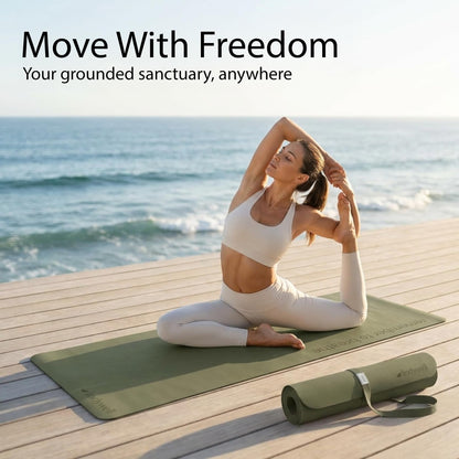 Lindywell Pilates Powerhouse Workout Mat – Non-Slip Yoga Mat Made from Premium TPE Foam – 6mm Thick Pilates Mats to Provide Spine Support & Comfortable Workout – 6ftx26in, Dark Olive