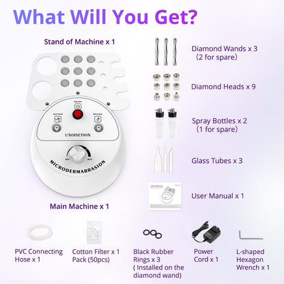 UNOISETION Diamond Microdermabrasion Machine Professional, 3 in 1 Dermabrasion Facial Peeling Skin Care Device for Salon Personal Home Use