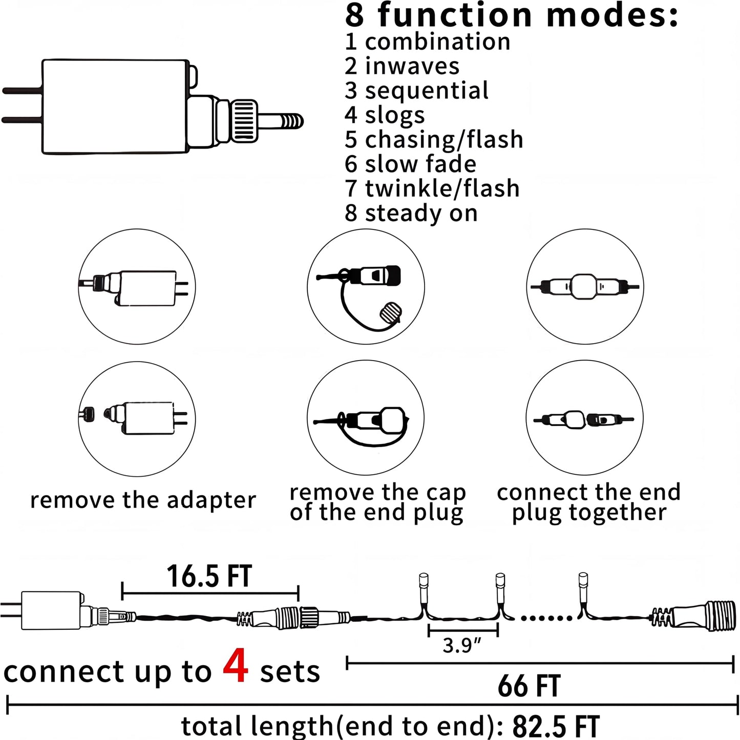 TW SHINE Warm White Christmas Lights, Total 400 LED 132FT Outdoor Christmas Lights Plug in with 8 Modes, Waterproof Light Outdoor Green Wire, Indoor Xmas Decoration for Party Yard House Decor