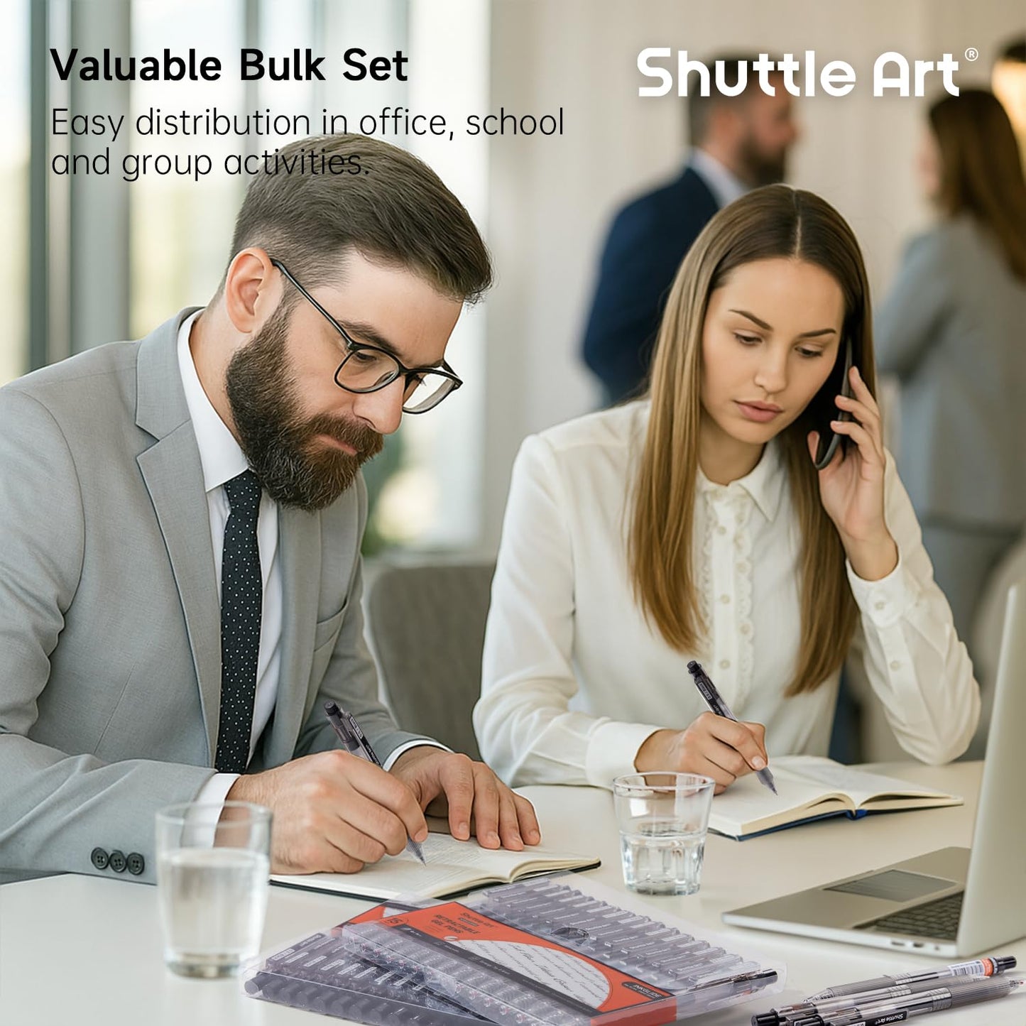 Shuttle Art Black Gel Pens, Ink Glide Series 90 Pack Retractable 0.5mm Fine Point Rollerball Gel Ink Pens Bulk Set Quick Drying Smooth Writing with Grip for Journaling Note Taking Office School Home