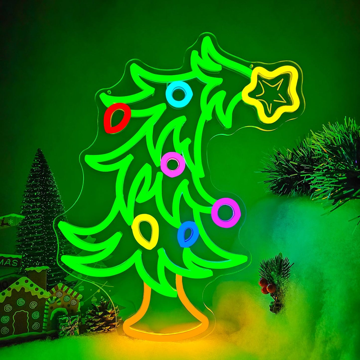 Whimsical Christmas Tree Neon Sign Christmas Neon Sign for Wall Decor Xmas Tree Led Sign Dimmable Xmas Neon Light Up Signs for Holiday Door Window Bedroom Party Home Decoration Winter Bar Porch