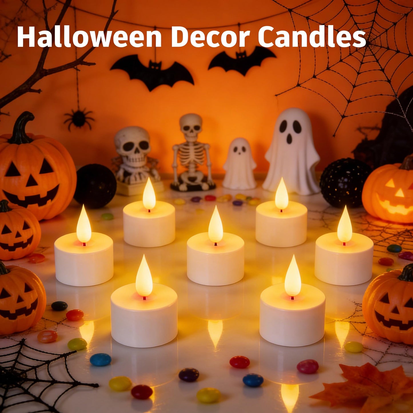 12Pack Rechargeable Tea Lights with Charging Base, Remote & Timer Flameless Tealight, LED Flickering Battery Operated Candles for Christmas, Halloween, Weddings & Table Centerpieces (1.46" x 1.99")