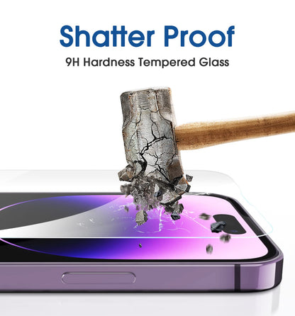 amFilm Easiest Installation OneTouch for iPhone 14 Pro [6.1 Inch] Screen Protector Tempered Glass, Auto-Alignment Tech, Bubble Free and Full Coverage Case Friendly, Anti-Scratch 2 Pack