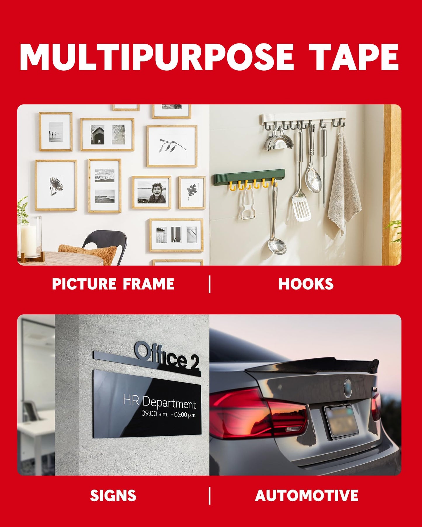 HitLights Double Sided Tape Heavy Duty, 1 in x 24.6 ft, Adhesive Mounting Tape Waterproof, Strong Double Stick Foam Tape for Walls Poster Automotive Outdoor Home (Pack of 1)