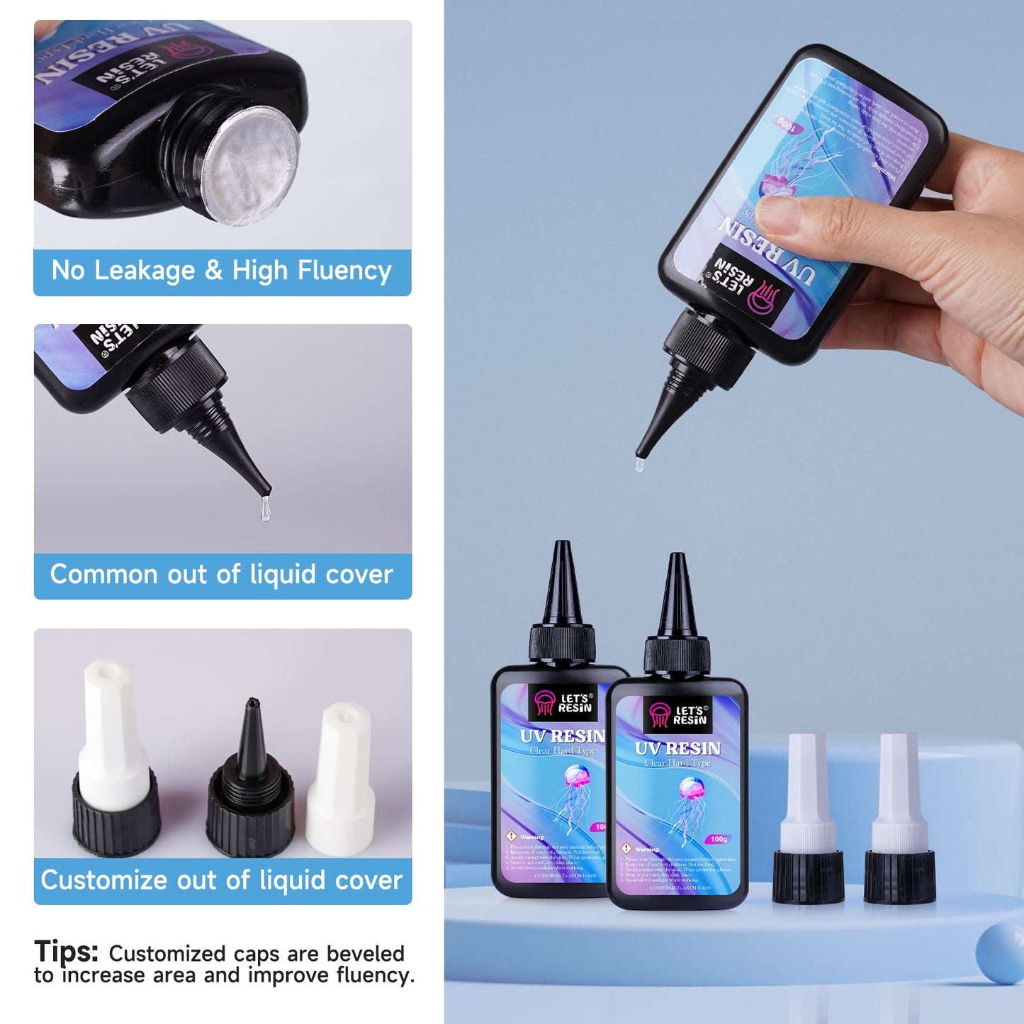 LET'S RESIN UV Resin,200g Low Viscosity Crystal Clear Ultraviolet Thin Epoxy Resin, Quick-Curing&Low Shrinkage UV Glue Kit for Crafts, Jewelry Making, Casting