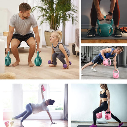 5 lb Kettlebell Weight with Three-handles for Weightlifting, Conditioning and Core Training for Women Men Home Gym [Purple]