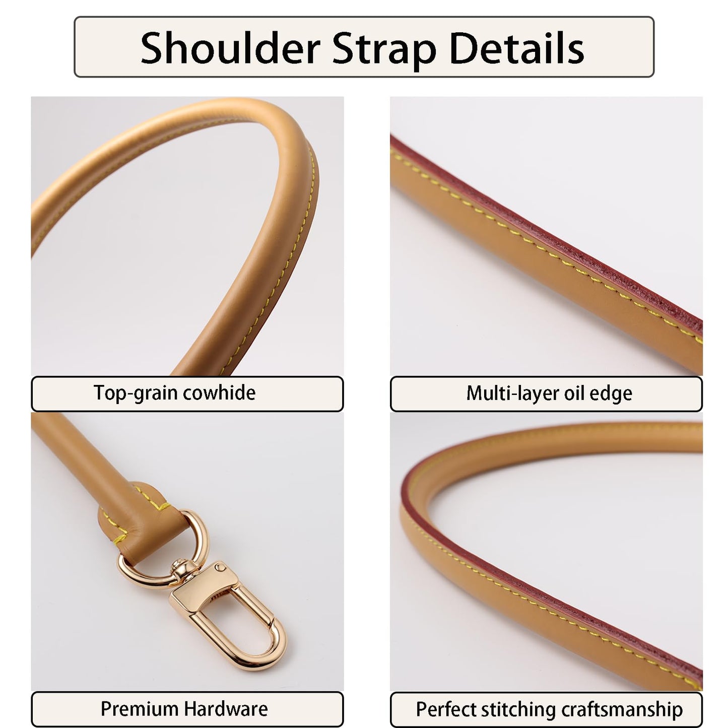Genuine Vachetta Leather Short Shoulder Strap Compatible with Speedy 25 30 & Soft Speedy 30, Handmade Replacement Armpit Bag Strap with Precision Stitching Beeswax/Apricot (Length:27.5in-Beeswax)