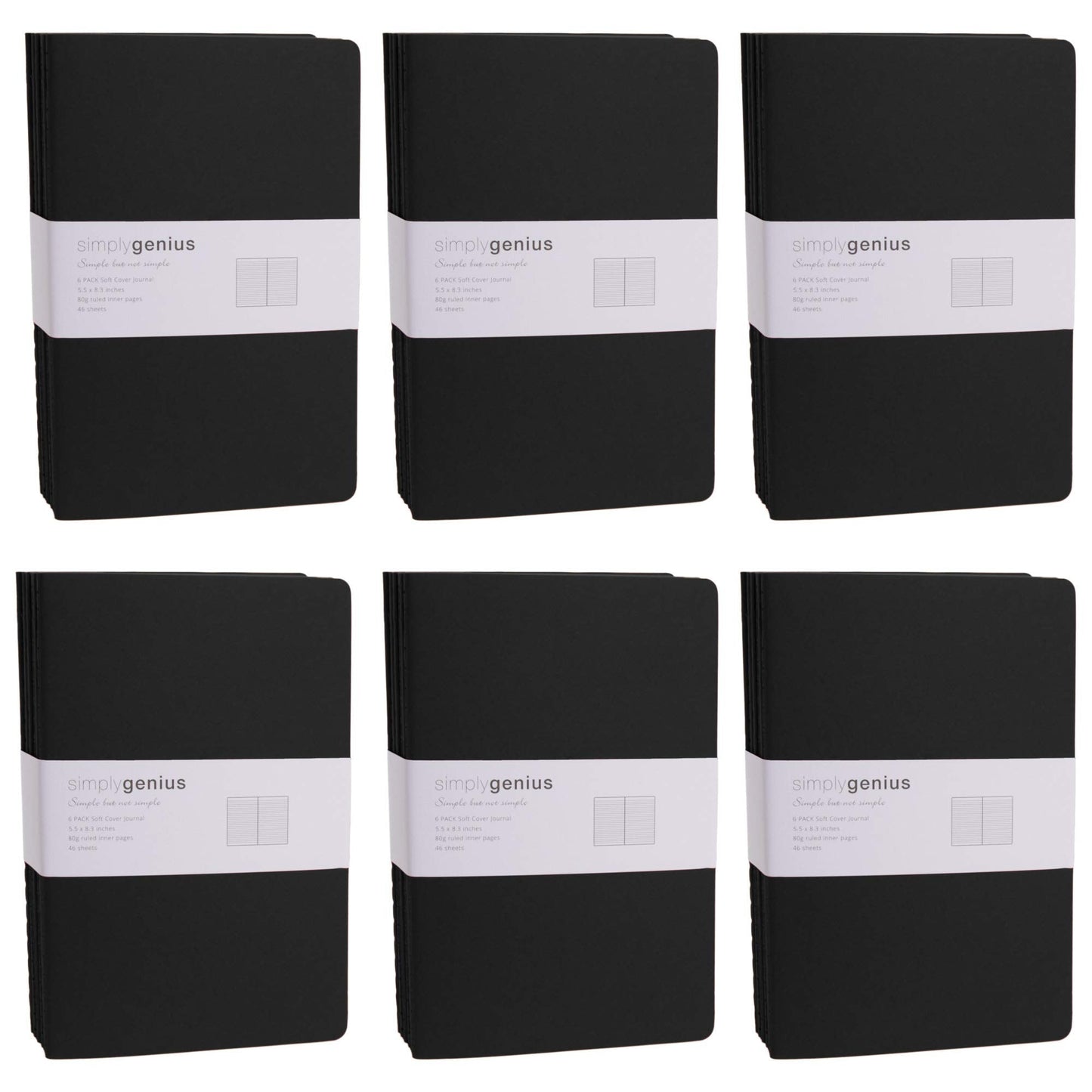 Simply Genius Journaling Notebooks - A5 (5.5 x 8.3In) 30-Pack, Black Softcover, 92 College Ruled Pages - Writing Journal for Work, Study & Professional Use