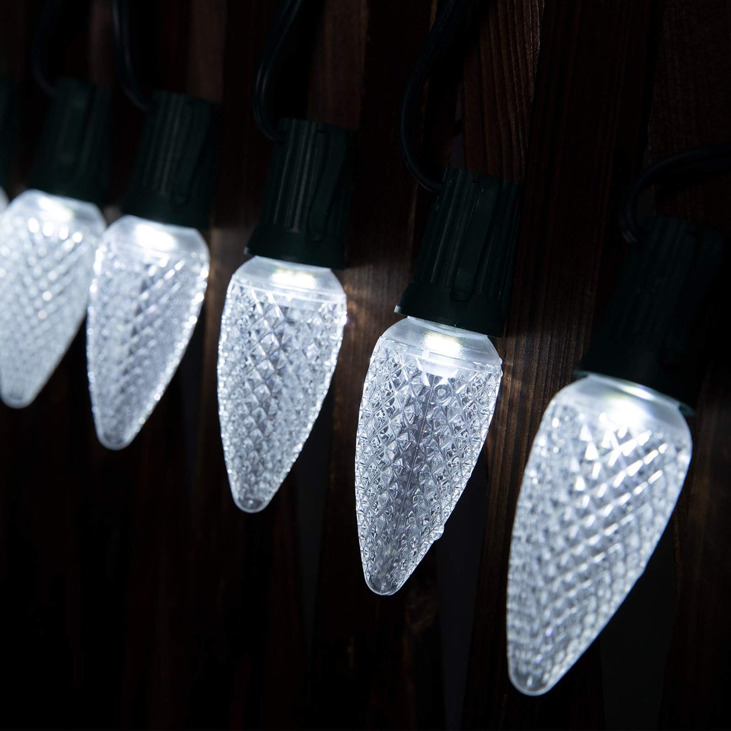 C9 Christmas String Lights Outdoor 50 Feet Led Christmas Lights, 50+2(Spare) Strawberry Bulbs Connectable UL Certified for Indoor Outdoor Roofline Patio Holiday Party Backyard Xmas Decor Pure White