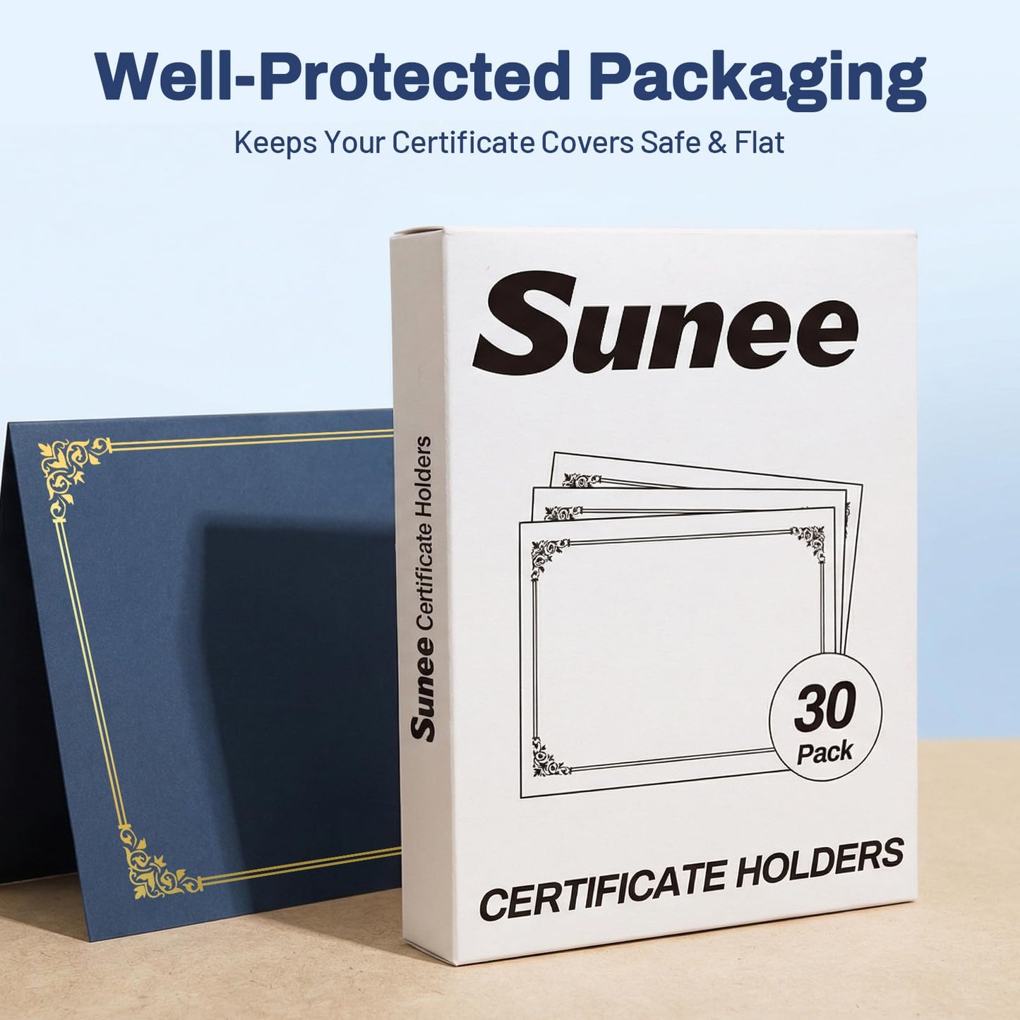 SUNEE Certificate Holders(Navy Blue, 30 Packs), Diploma Covers Gold Foil Border, for Letter Size 8.5x11 Certificates, Cardstock, Document Papers