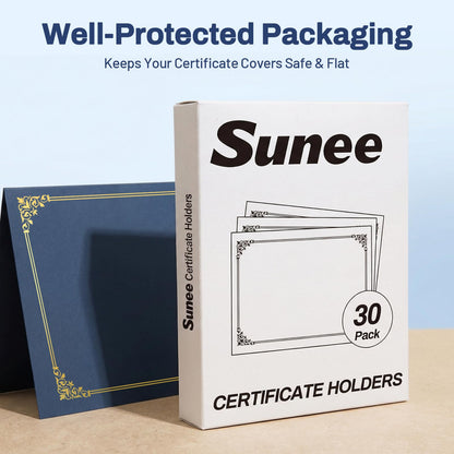 SUNEE Certificate Holders(Navy Blue, 30 Packs), Diploma Covers Gold Foil Border, for Letter Size 8.5x11 Certificates, Cardstock, Document Papers