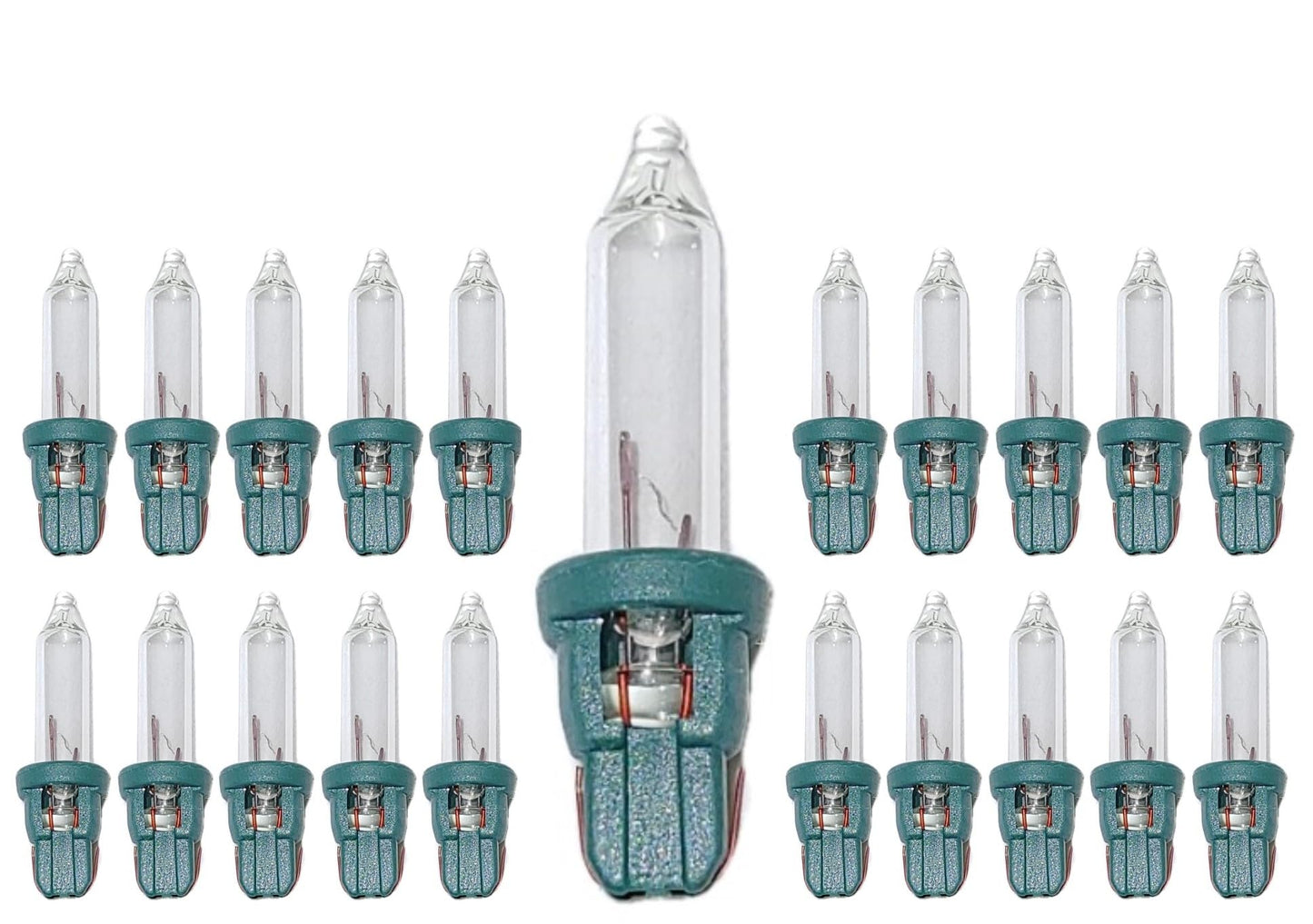 20 Clear D, 20x Mini 2.5 Volt V 0.425 Watt W Clear Christmas Incandescent Light Bulbs Replacement Tree Lights Green Base 2.5 Volts By JL Missouri