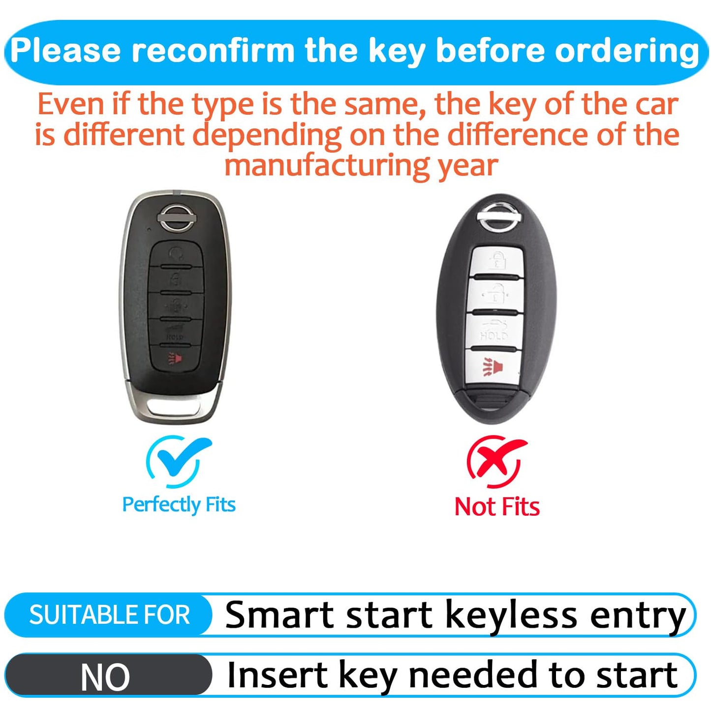 Tukellen for Nissan Key Fob Cover Leather with Keychain Compatible with 2023 2024 2025 Pathfinder Rouge Kicks Smart Remote (Brown, 5 Buttons)