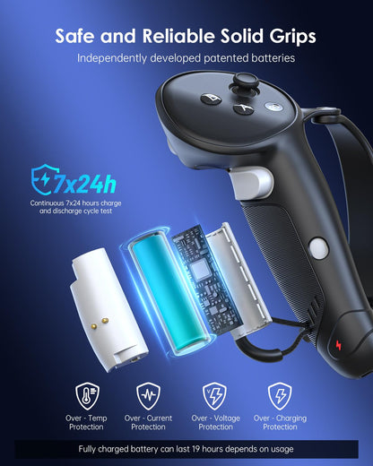 Maecker Charging Controller Grips for Meta Quest 3S for Quest 3 Controller Straps with Rechargeable Battery for Quest 3S/3 Accessories
