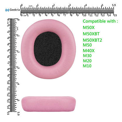 Geekria NOVA Replacement Ear Pads Compatible with Audio Technica ATH-M50X, M50XBT, M50XBT2, M50x ENSO, M60X, M50, M40X, M30, M20, M10 Headphones, Repair Parts (Pink)
