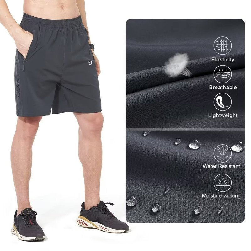 NORTHYARD Men's Athletic Running Shorts Gym Workout 7"/9"/5" Quick Dry Lightweight Sports Basketball Tennis 3 Zipper Pockets Darkgrey M