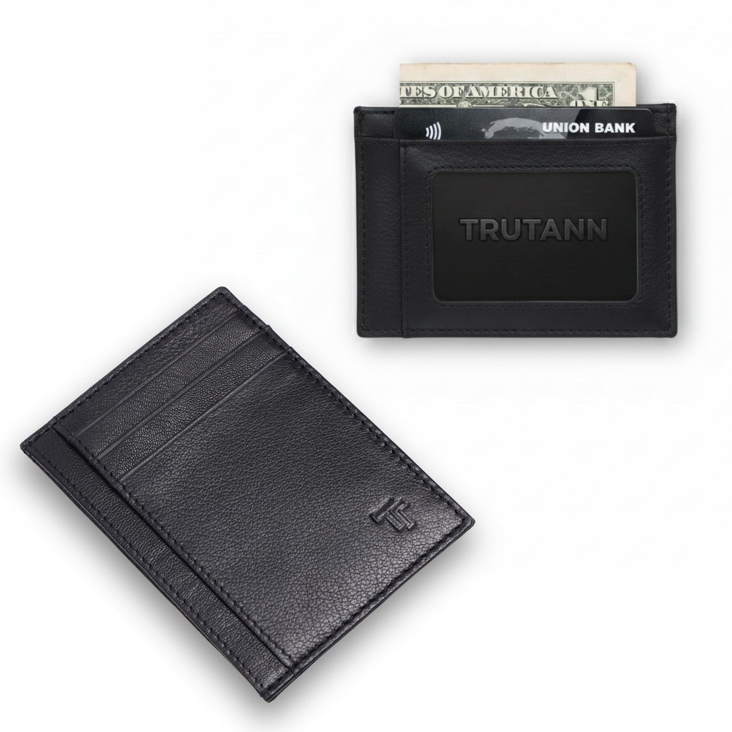 TRUTANN Black Leather Wallet – Classic Vertical Slim Card Holder | Real Genuine Leather Mens Wallet | RFID Secure | Fits Up to 8 Cards & Currency | Tap to Pay Feature | Quality Credit Card Holder