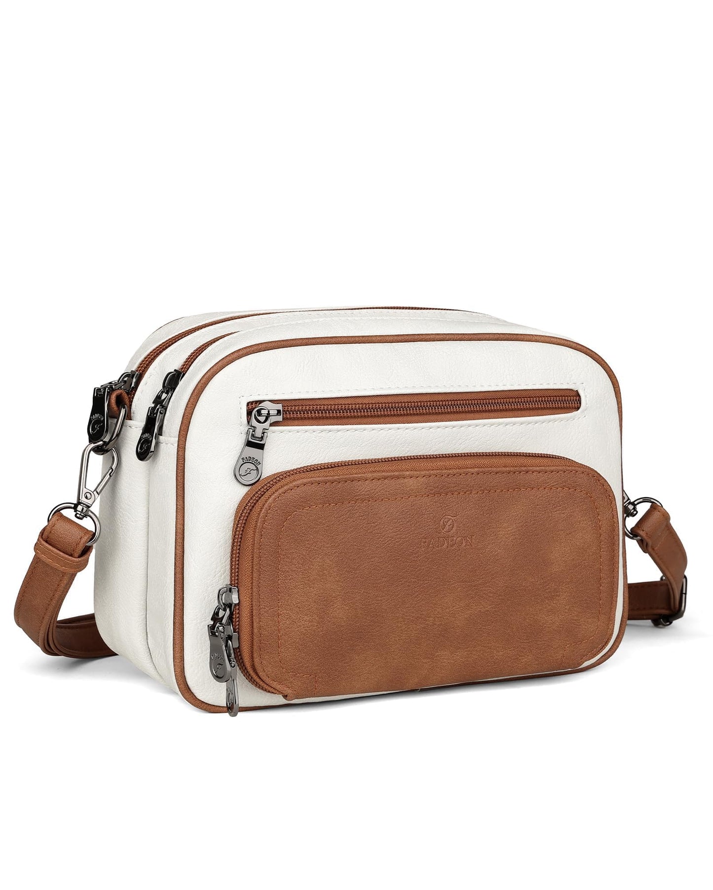 FADEON Crossbody Bags for Women Multi-pocket Leather Crossbody Purses, Designer Shoulder Bag Adjustable Removable Strap