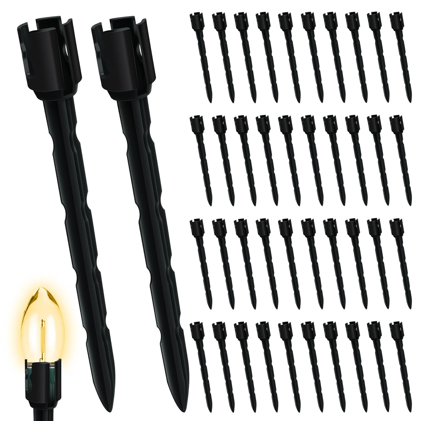 60 Pcs 7.5 Inch Christmas Light Stakes, Christmas Yard Stakes for C7 C9 Christmas Lights, Garden Path Walkway Holiday Decorations(Black)