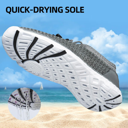 DOUSSPRT Men's Water Shoes Quick Drying Sports Aqua Shoes Dark Grey Size 11