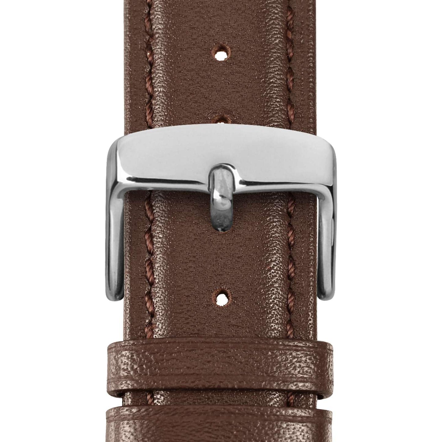 WOCCI 18mm Vintage Leather Watch Band for Men and Women, Silver Buckle (Dark Brown)