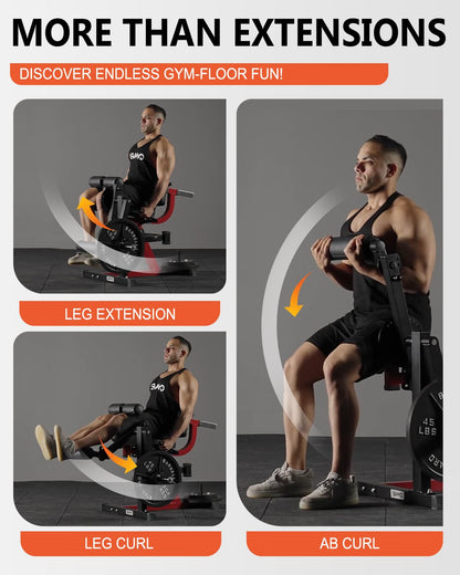 GMWD Leg Extension and Curl Machine, Lower Body Special Leg Machine, Adjustable Leg Exercise Bench with Plate Loaded, Leg Rotary Extension for Thigh, Home Gym Weight Machine, Red